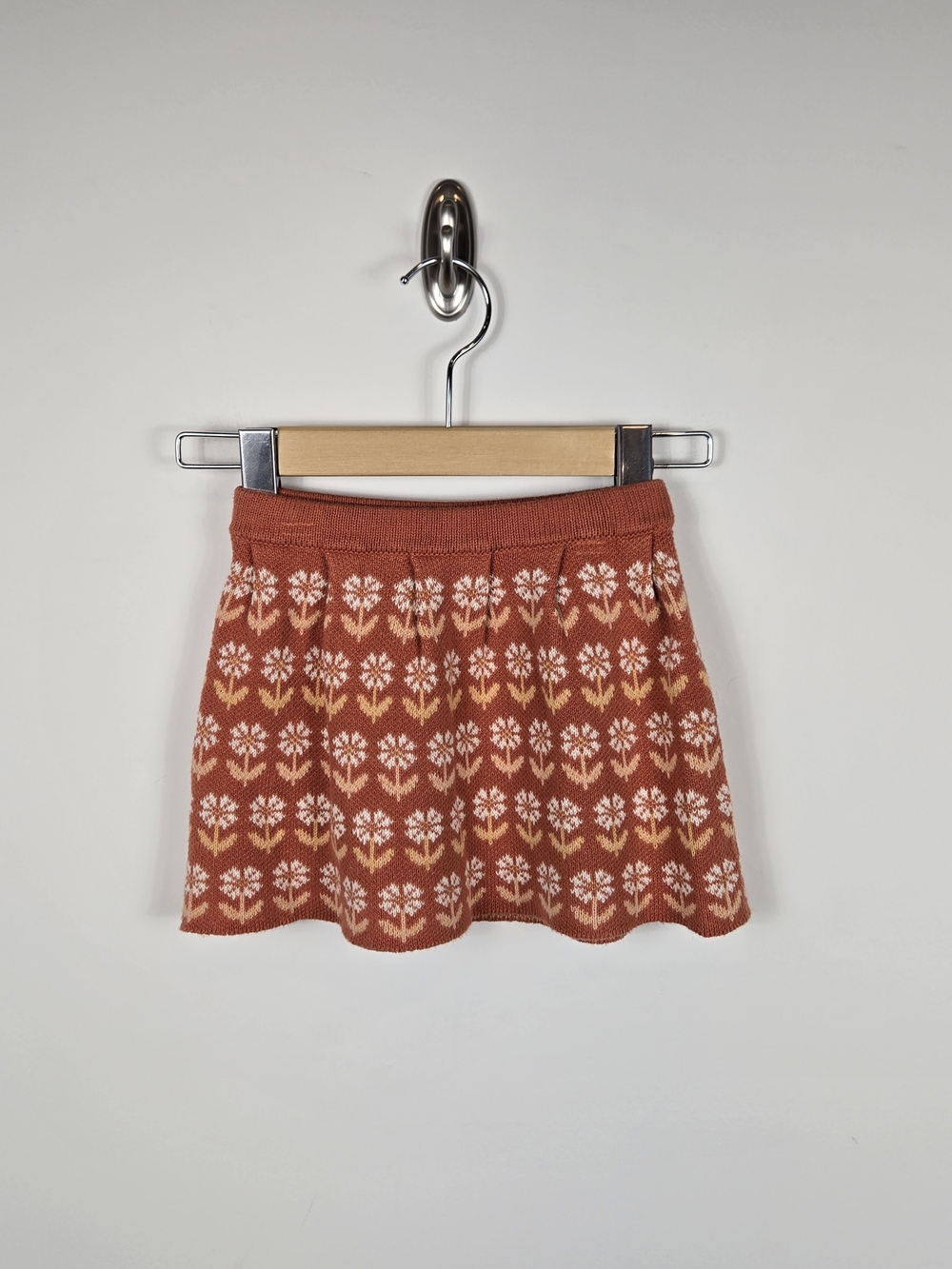 Zara Girls Knit Floral Skirt Size 2-3Y 98 Rust Orange Cottagecore Fall - Picture 2 of 7